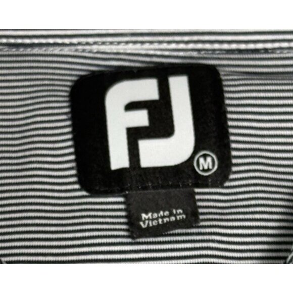 FootJoy Polo Shirt Mens Medium Golf Performance FJ Striped Blue Black - Picture 6 of 9